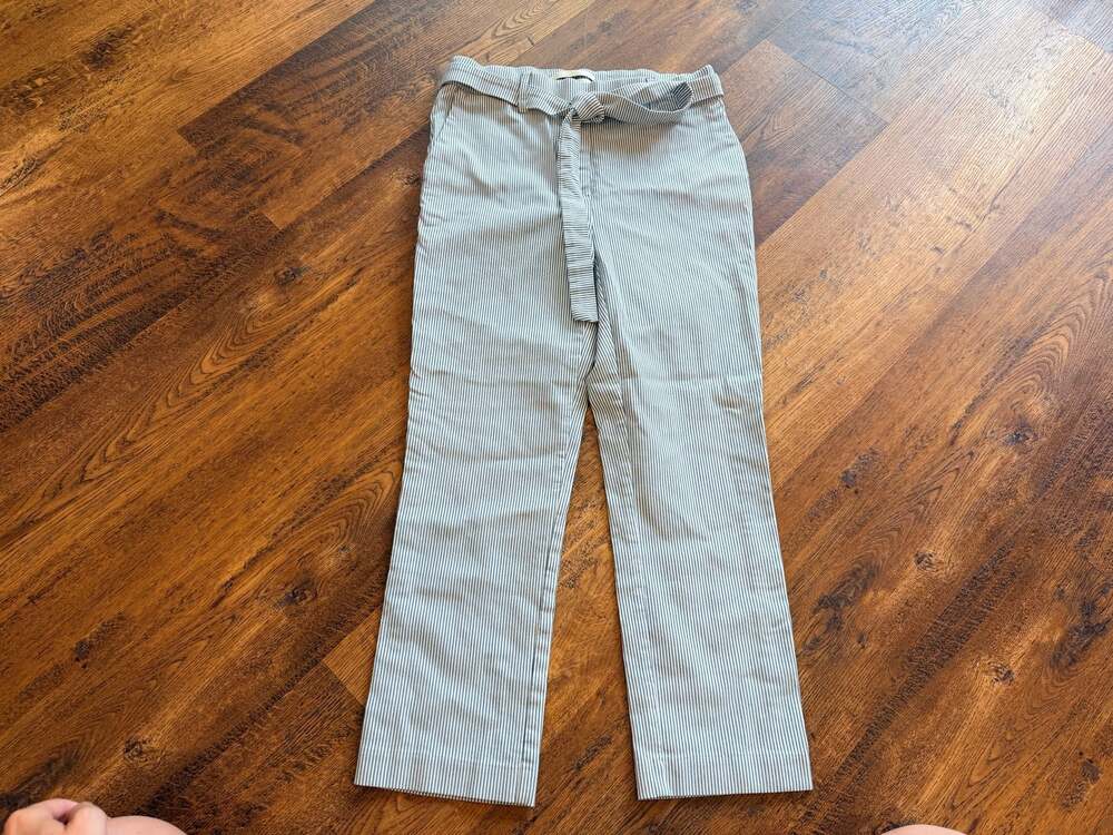 Jules & Leopold Blue and White Striped Paperbag Waist Pants